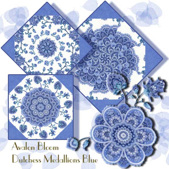 Dutchess Medallions Blue Kaleidoscope Quilt Block Kit