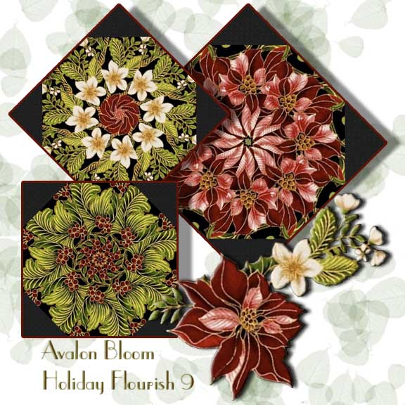 Holiday Flourish 9 Kaleidoscope Quilt Block Kit