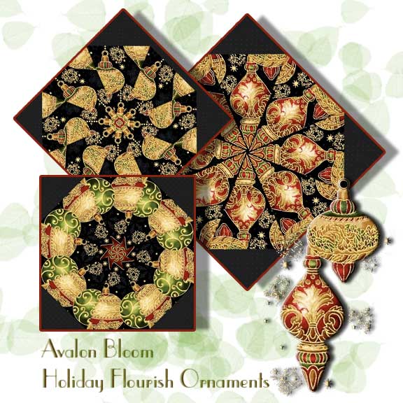 Holiday Flourish Ornaments kaleidoscope Quilt Block kit