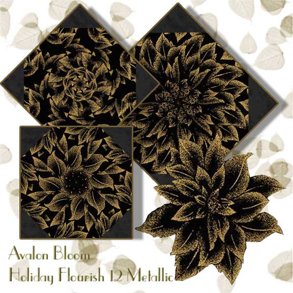 Holiday Flourish 12 Metallic Kaleidoscope Quilt Block Kit