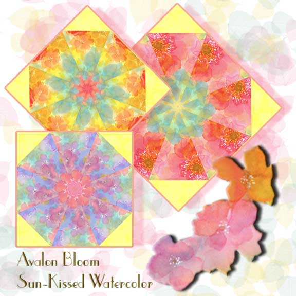 Sun-Kissed Watercolor Kaleidoscope Quilt Block Kit