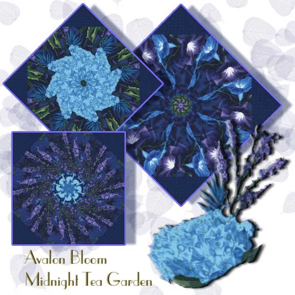 Midnight Tea Garden kaleidoscope Quilt Block kit