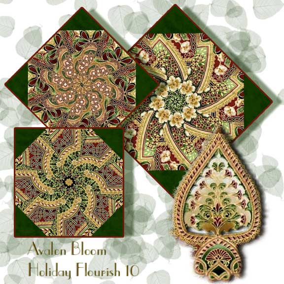 Holiday Flourish 10 Medallion Kaleidoscope Quilt Block Kit