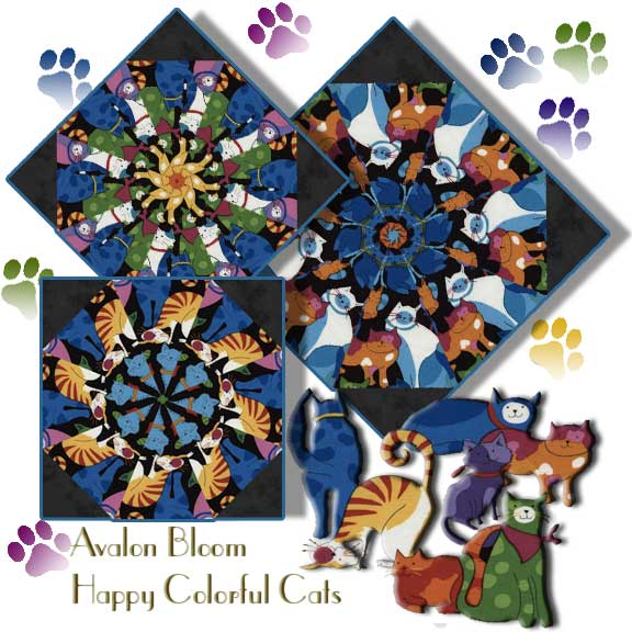 Happy Colorful Cats Kaleidoscope Quilt Kit