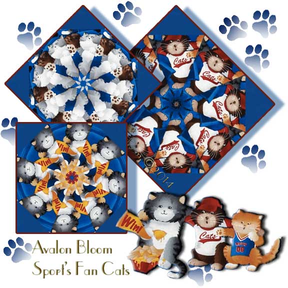 Cat Sports Fan Kaleidoscope Quilt Block Kit
