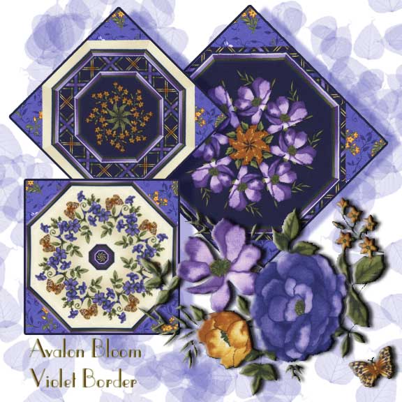 Violet Border  Kaleidoscope Quilt Block Kit