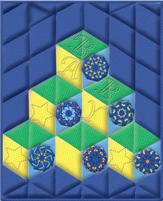 Two by Two Tumbling Blocks Kaleidoscope Quilt Kit