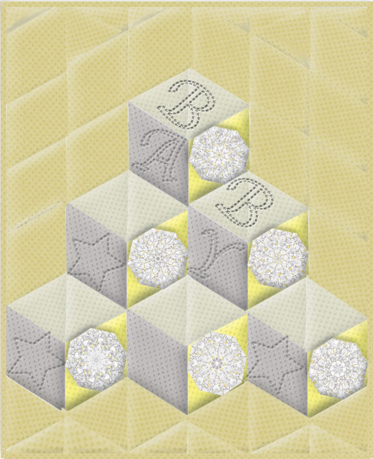 Little Star Bunny Tumbling Blocks Kaleidoscope Quilt Kit