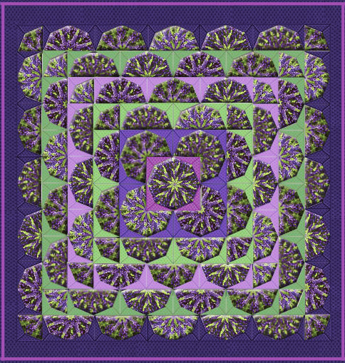 Botanic Larkspur Tapestry Kaleidoscope Lap Quilt Top Kit 