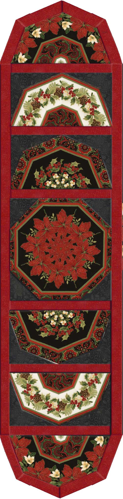 TR220602JoyfulSeasanPoinsettiasKaleidoscopeFanTableRunnerwht