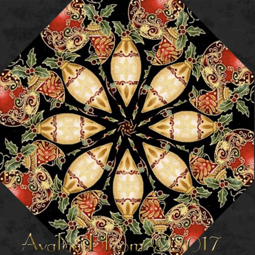 A Festive Season Ornaments Kaleidoscope Quilt Block Kit