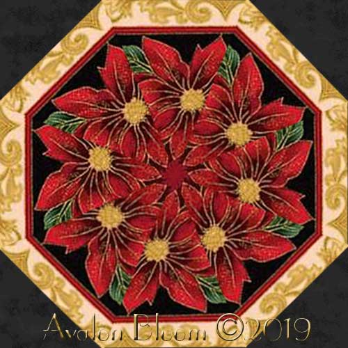 Holiday Flourish Border 12 Kaleidoscope Quilt Block Kit