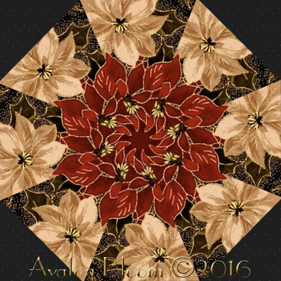 Holly Night Metallic Kaleidoscope Quilt Block Kit