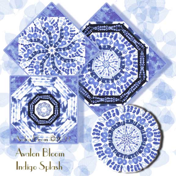Indigo Splash Kaleidoscope Quilt Block Kit