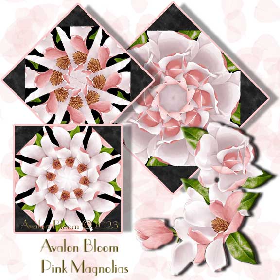 Pink Magnolias by Chong-A Hwang Kaleidoscope Quilt Block Kit