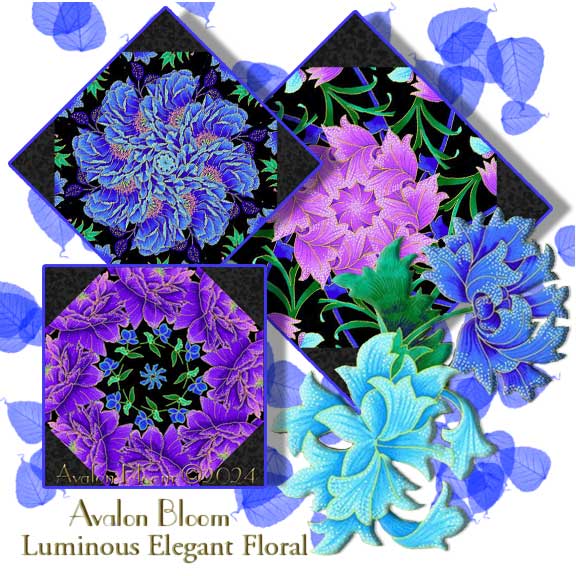 Luminous Elegant Floral Kaleidoscope Quilt Block Kit