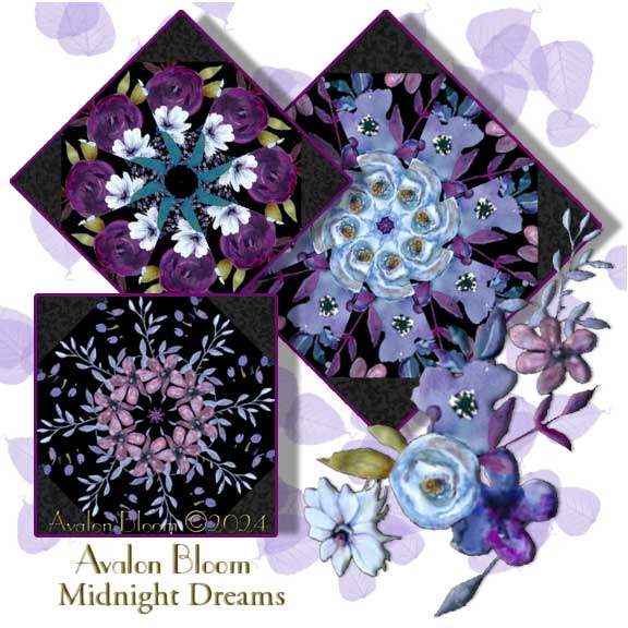 Midnight Dreams Pre-cut Kaleidoscope Quilt Block Kit