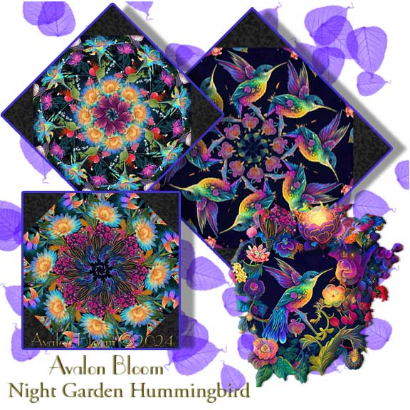 Night Garden Humming Bird Pre-cut Kaleidoscope Quilt Block Kit