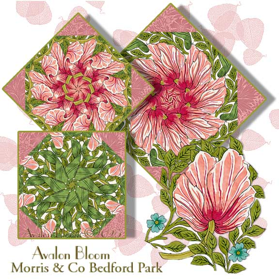 Morris and Co Bedford Park Pimpernel Kaleidoscope Quilt Block Kit