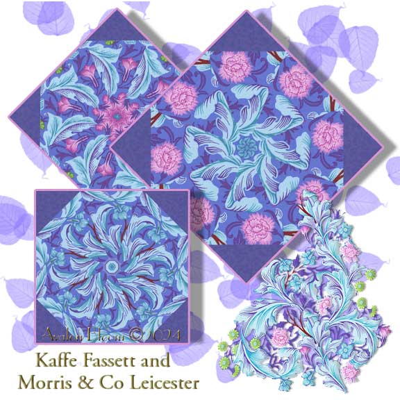 Morris and Co by Kaffe Fassett Leicester in Cobalt Pre-cut Kaleidoscope Quilt Block Kit