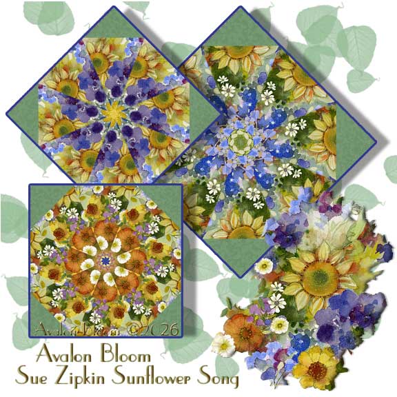 Sunflower Song by Sue Zipkin Kaleidoscope Quilt Block Kit