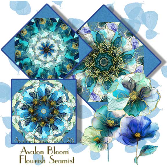 Flourish Seamist by Hoffman Fabrics Kaleidoscope Quilt Block Kit