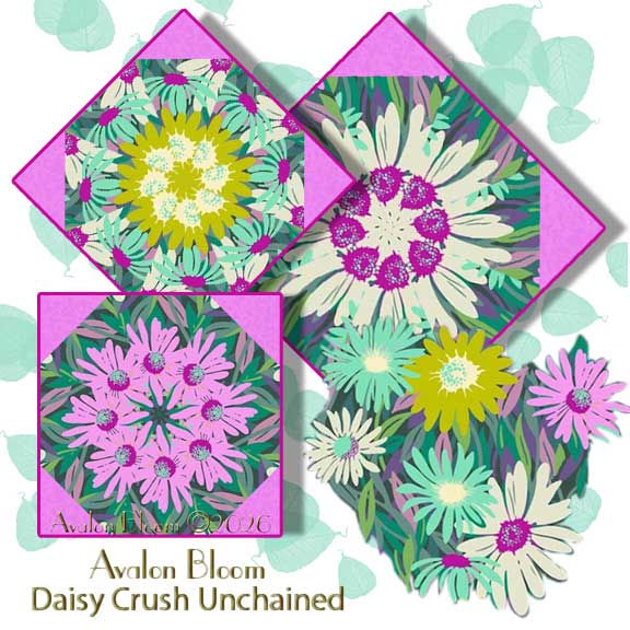 Daisy Crush Unchained Midnight Kaleidoscope Quilt Block Kit
