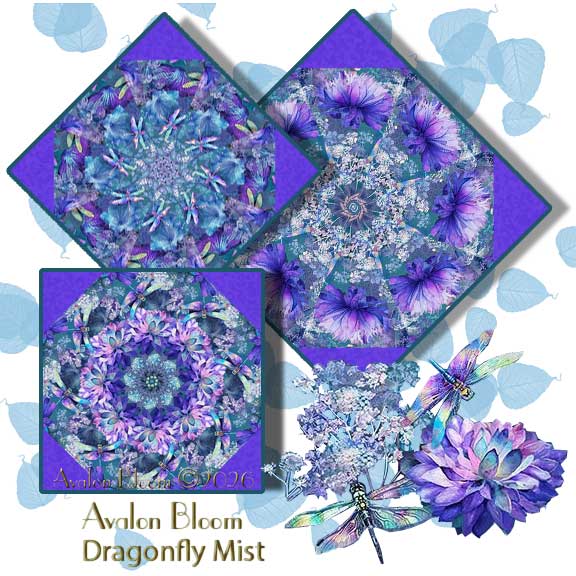 Dragonfly Mist Kaleidoscope Quilt Block Kit