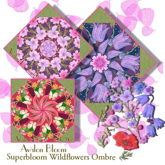 Superbloom Wildflowers Ombre  Kaleidoscope Quilt Block Kit