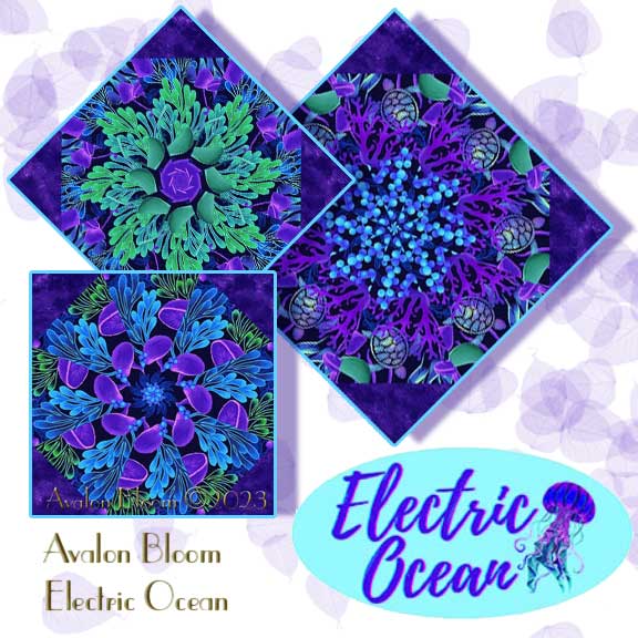 Electric Ocean Kaleidoscope Quilt Block Kit