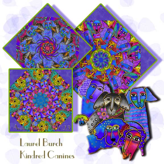 Laurel Burch Kindred Canines Kaleidoscope Quilt Block Kit