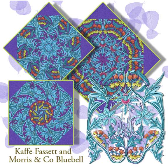 Kaffe Fassett and Morris and Co. Bluebell Purple Pre-cut Kaleidoscope Quilt Block Kit