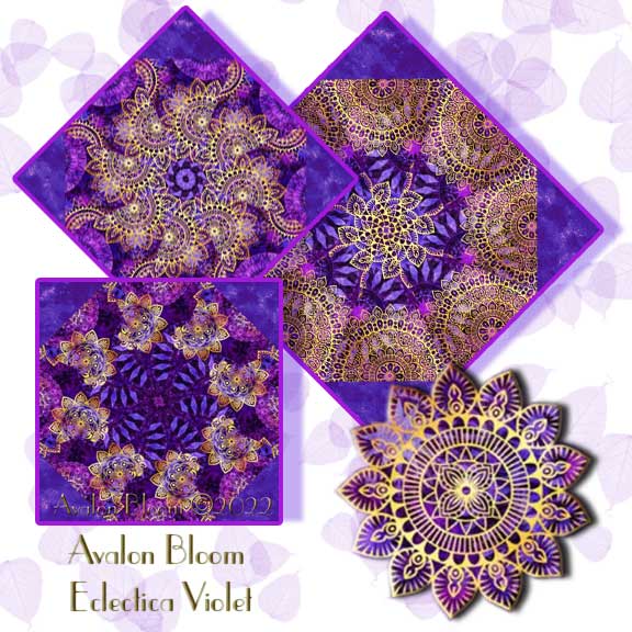 Eclectica Violet Medallions Kaleidoscope Quilt Block Kit
