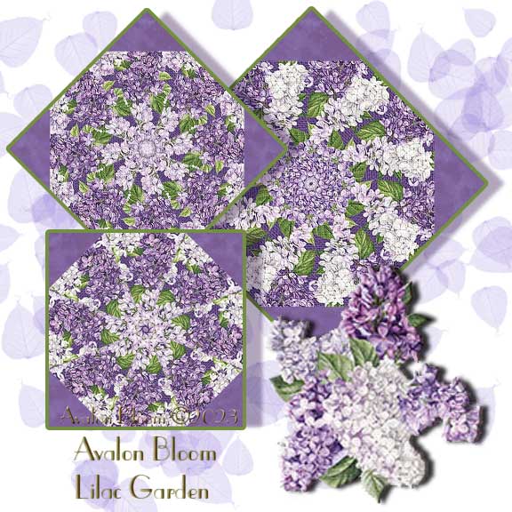 Lilac Garden kaleidoscope quilt block kit