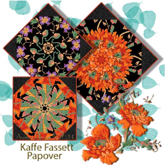 Kaffe Fassett Papaver Pre-cut kaleidoscope quilt block kit