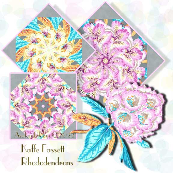 Kaffe Fasset Collective 2023 Rhododendrons Kaleidoscope Quilt Block Kit