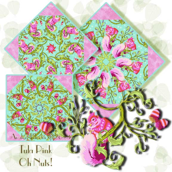Tula Pink Oh Nuts Tiny Little Beasts Glimmer Kaleidoscope Quilt Block Kit