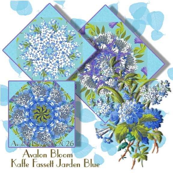 Kaffe Fasset Collective 2026 Jardin Blue Kaleidoscope Quilt Block Kit