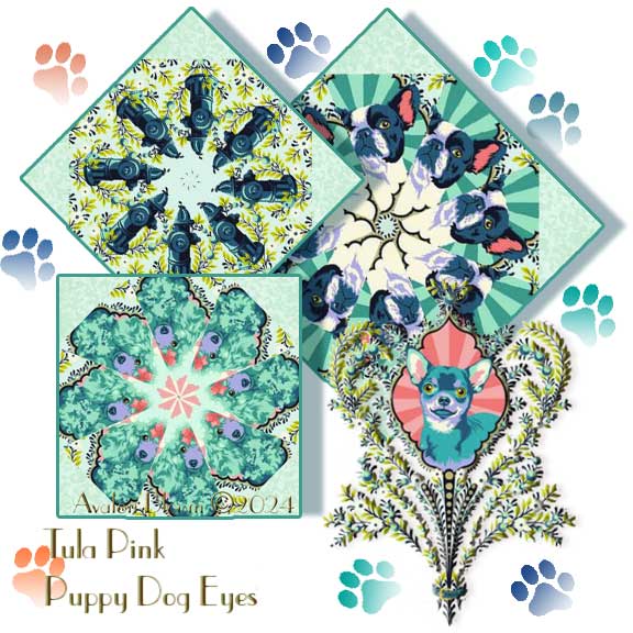 Tula Pink Besties Puppy Dog Eyes Kaleidoscope Quilt Block Kit
