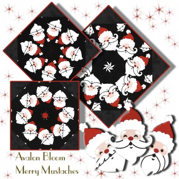 Merry Mustaches Kaleidoscope Quilt Block Kit