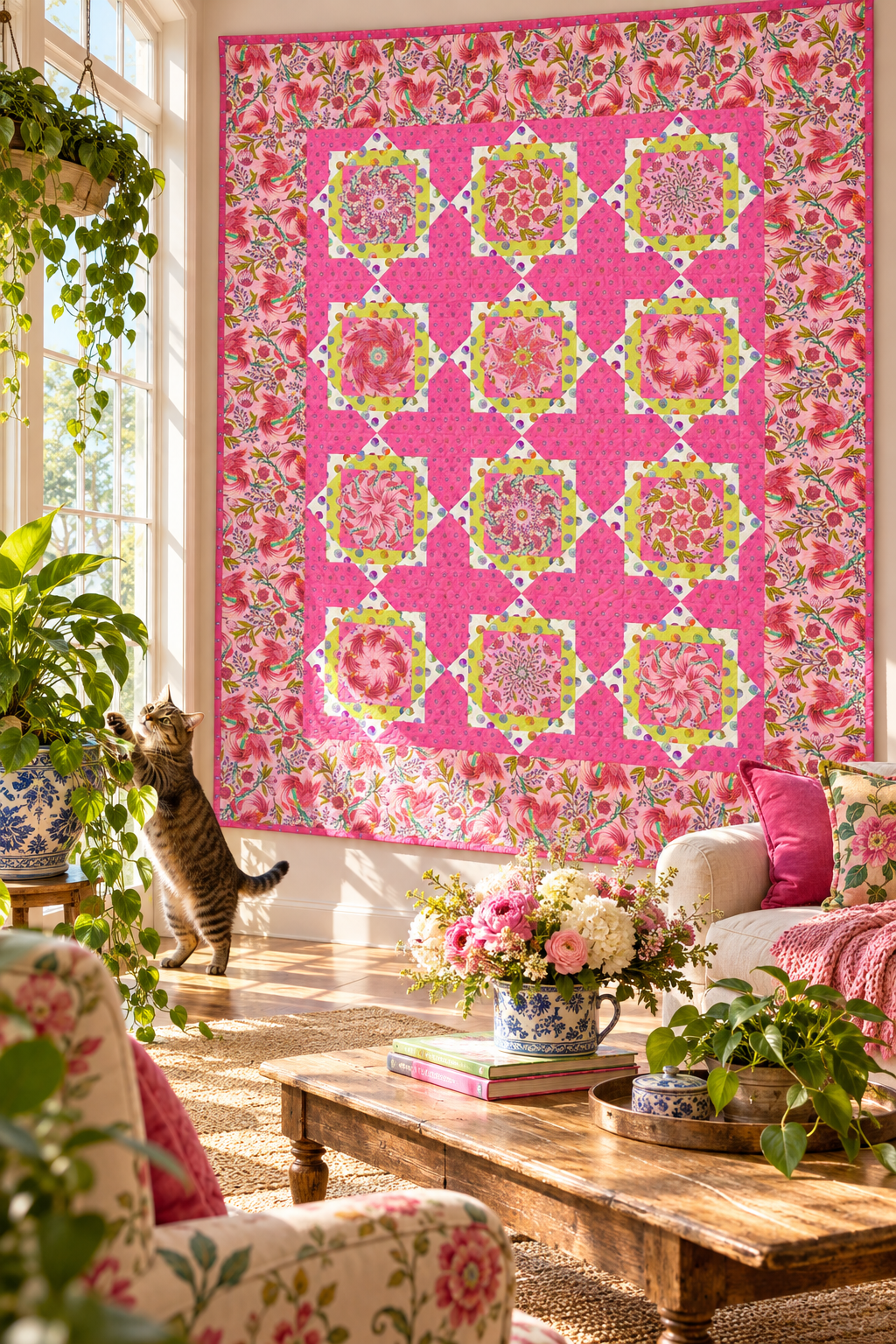 A room with a view of Tula Pink Legendary Twinkling Star Kaleidoscope Double Quilt Kit