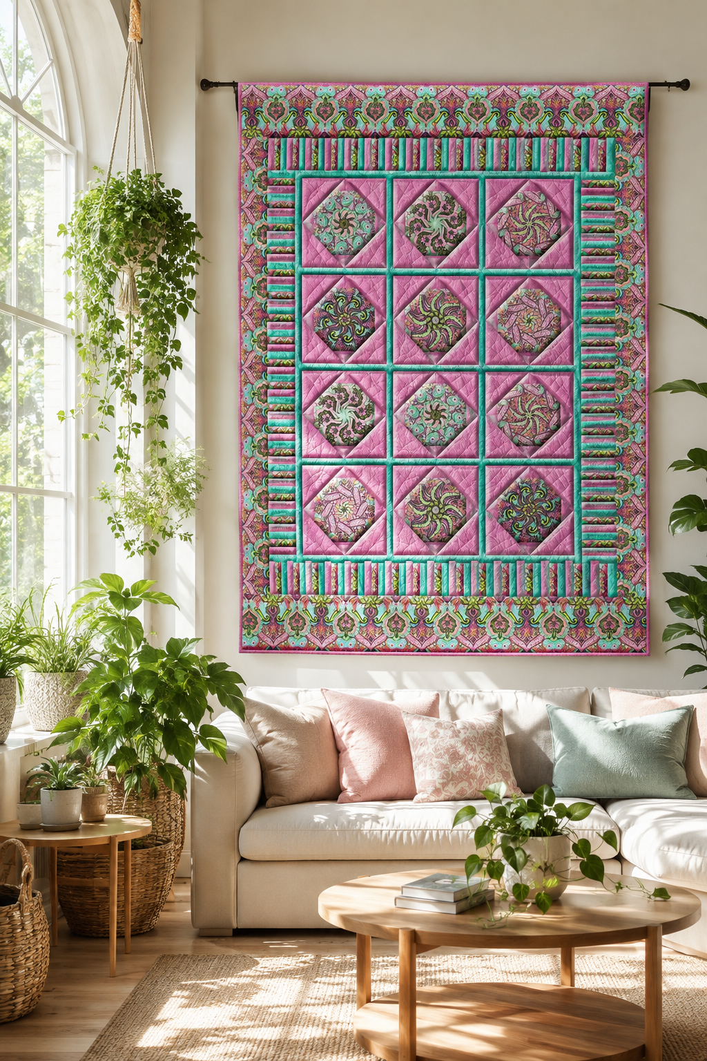 A room with a view of Tula Pink Prince Charming Déjà Vu Kaleidoscope Quilt Kit