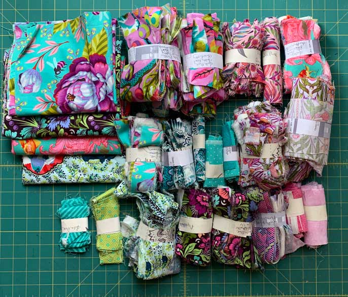 Tula Pink Stash Box of fabrics and Scraps