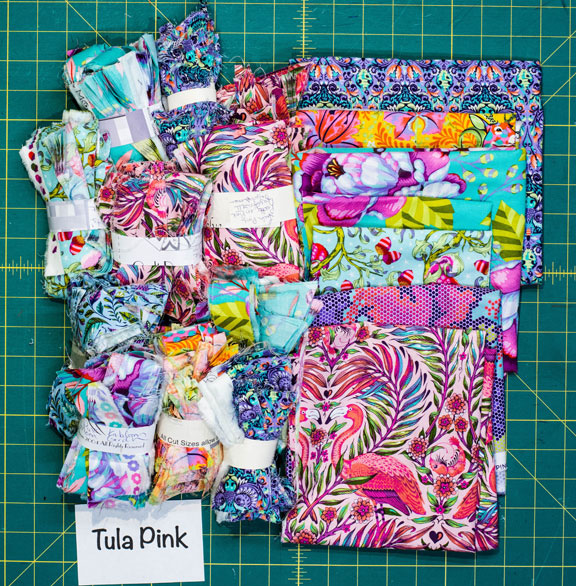 Tula Pink Stash Box of fabrics and Scraps