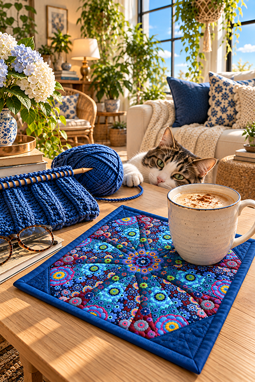 Vintage Millefiore Blue by Kaffe Fassett Kaleidoscope Mug Rug Kit