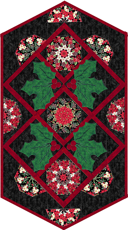 Sweet Christmas Memories Holly Day Kaleidoscope Quilt Table Runner