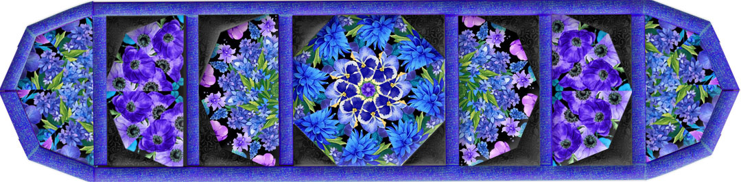 TR220208WKaleidoscopeFanMeadowBloomWildflowerTableRunnerDarkTemplate