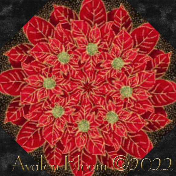 Christmas Joy Poinsettias Kaleidoscope Quilt Block Kit
