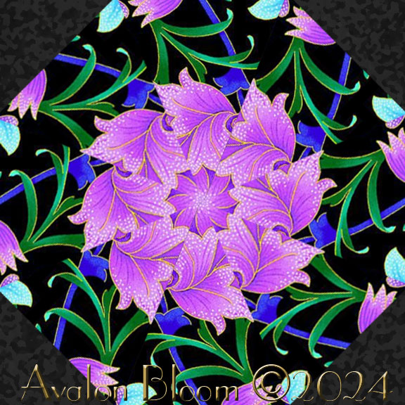 Luminous Elegant Floral Kaleidoscope Quilt Block Kit