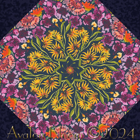 Floribunda Midnight Child Kaleidoscope Quilt Block Kit
